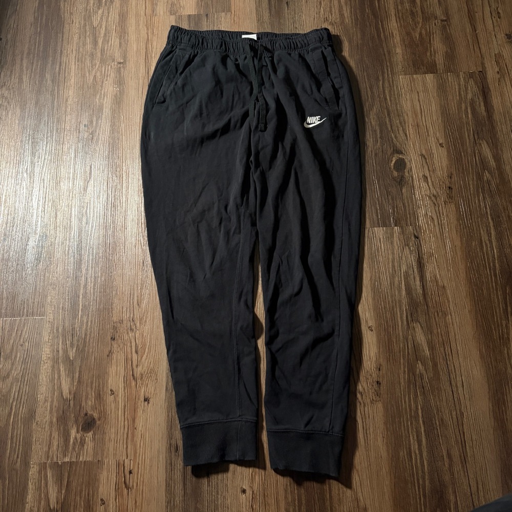 Nike Men's‎ Black Jogger Sweatpants Size Large Drawstring Waist Logo